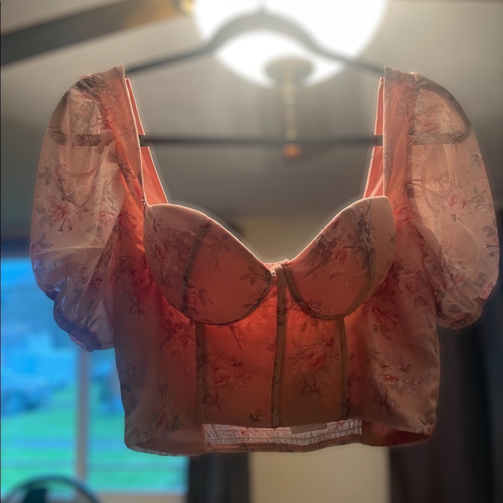 Pink floral crep shirts